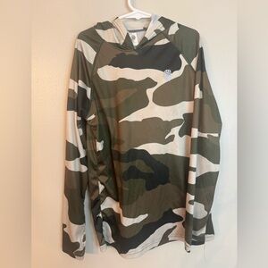 Boys Piqidig Camo Hooded Long Sleeve Shirt Large